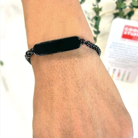 Personalized Black Bracelet for Men – Custom Engraved Premium Wrist Bracelet