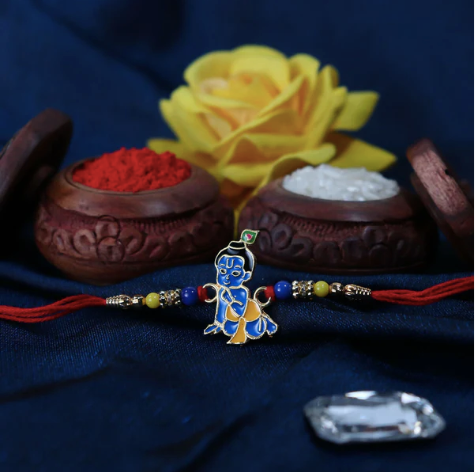 Premium Bal Krishna Kids Rakhi – Cute Divine Designer Rakhi for Little Brother | Handcrafted Raksha Bandhan Rakhi