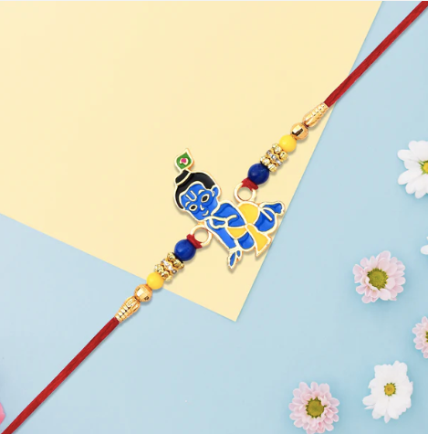 Premium Bal Krishna Kids Rakhi – Cute Divine Designer Rakhi for Little Brother | Handcrafted Raksha Bandhan Rakhi