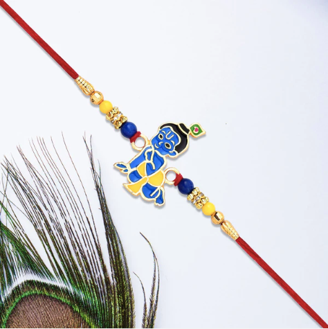 Premium Bal Krishna Kids Rakhi – Cute Divine Designer Rakhi for Little Brother | Handcrafted Raksha Bandhan Rakhi