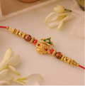 Premium Golden Kalash Rakhi with Moti Pearls – Traditional Designer Rakhi for Brother | Raksha Bandhan Special