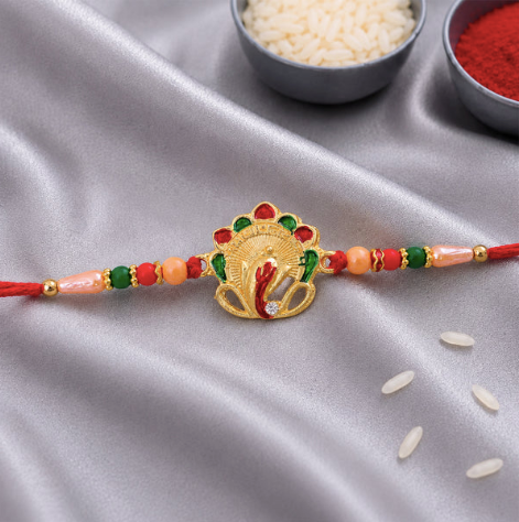 Premium Om Ganesha Rakhi – Divine Designer Rakhi with Traditional Beadwork for Brother | Raksha Bandhan Special