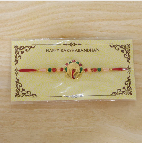 Premium Om Ganesha Rakhi – Divine Designer Rakhi with Traditional Beadwork for Brother | Raksha Bandhan Special