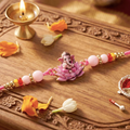 Premium Lord Ganesha Rakhi on Pink Lotus – Divine Designer Rakhi for Brother | Spiritual Raksha Bandhan Special