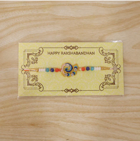 Premium Designer Peacock Rakhi – Traditional Colorful Beaded Rakhi for Brother | Elegant Raksha Bandhan Special