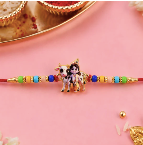 Premium Lord Krishna Rakhi – Divine Blessings Designer Rakhi for Brother | Spiritual Raksha Bandhan Thread