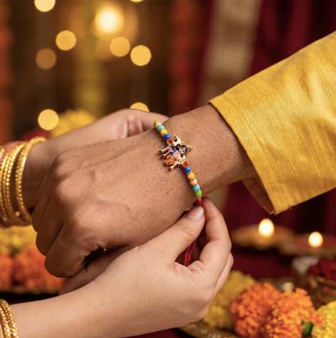 Premium Lord Krishna Rakhi – Divine Blessings Designer Rakhi for Brother | Spiritual Raksha Bandhan Thread
