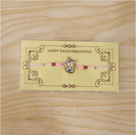 Premium Cute Ganesha Designer Rakhi – Cartoon Ganesha Rakhi with Decorative Beads for Brother | Raksha Bandhan Special