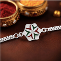 Silver Chain Rakhi – Elegant Floral Design Rakhi for Brother