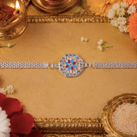 Classic Crystal Rakhi for Brother – Premium Designer Stone Rakhi