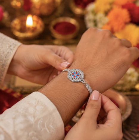 Classic Crystal Rakhi for Brother – Premium Designer Stone Rakhi