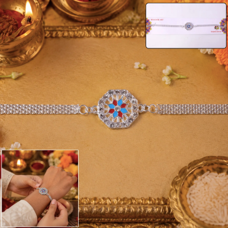 Classic Crystal Rakhi for Brother – Premium Designer Stone Rakhi
