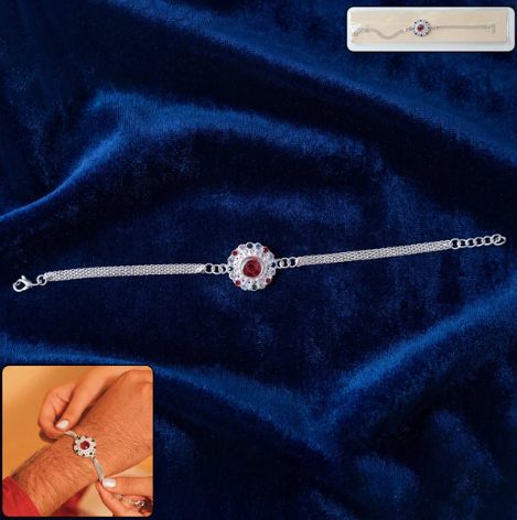 Silver Stone Chain Rakhi – Premium Designer Rakhi for Brother