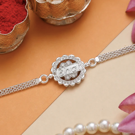 Silver Bhai Chain Rakhi – Modern Designer Rakhi for Brother