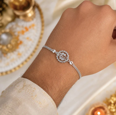 Silver Bhai Chain Rakhi – Modern Designer Rakhi for Brother