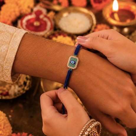 Evil Eye Rakhi for Brother – Protective Designer Rakhi with Colorful Thread