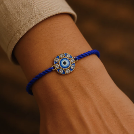 Blue Evil Eye Rakhi for Brother – Protective Designer Rakhi with Premium Thread