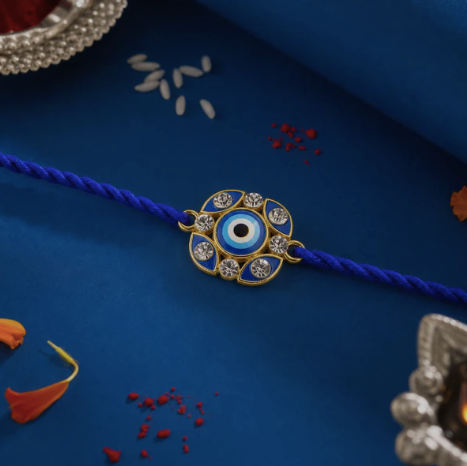 Blue Evil Eye Rakhi for Brother – Protective Designer Rakhi with Premium Thread