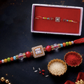 Multicolour Crystal Solitaire Designer Rakhi for Brother – Premium AD Stone Raksha Bandhan Rakhi