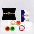 Silver Designer Rakhi Gift Set with Roli Chawal for Brother | Premium Raksha Bandhan Combo
