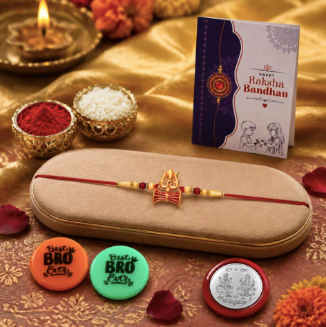 Designer Rakhi Gift Set with Roli & Chawal for Brother | Raksha Bandhan Combo