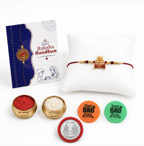 Designer Rakhi Gift Set with Roli & Chawal for Brother | Raksha Bandhan Combo