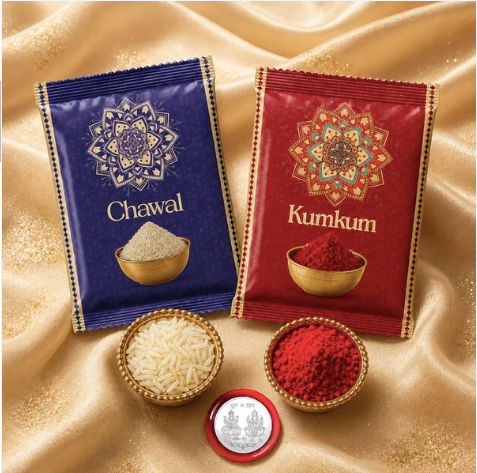 Designer Rakhi Gift Set with Roli & Chawal for Brother | Raksha Bandhan Combo