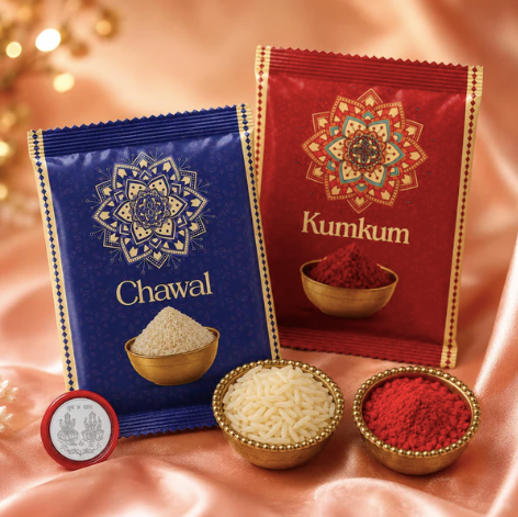 7 Color Designer Rakhi Gift Combo with Pooja Coin & Tilak Set (Pack of 4) | Raksha Bandhan
