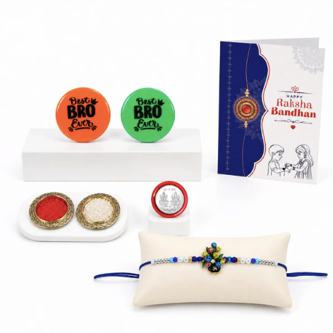 OM Floral Designer Rakhi Gift Combo with Magnets & Pooja Essentials | Raksha Bandhan