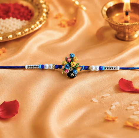 OM Floral Designer Rakhi Gift Combo with Magnets & Pooja Essentials | Raksha Bandhan