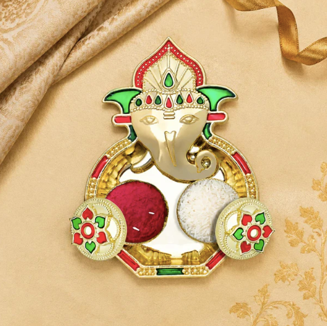 Ganesha Bracelet Rakhi Gift Combo with Shri Ganesh Pooja Thali | Raksha Bandhan