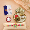 Floral Bracelet Rakhi Gift Combo with Kalash Pooja Thali | Raksha Bandhan