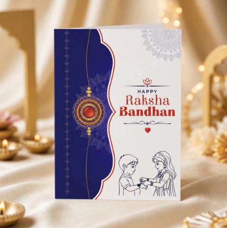 Designer Rakhi Gift Combo with Chocolate & Rectangular Pooja Thali | Raksha Bandhan