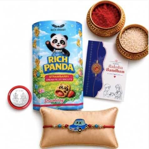 Kids Rakhi Gift Combo with Strawberry Biscuit 60g | Raksha Bandhan