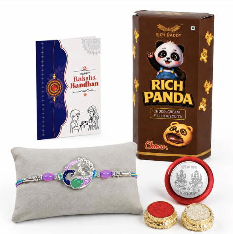 Peacock Rakhi Gift Combo with Choco Cream Biscuit 60g | Raksha Bandhan