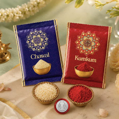 Krishna Bansuri Rakhi Gift Combo with Leaf Design Pooja Thali | Raksha Bandhan