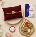 Peacock Rakhi Gift Combo with Leaf Design Pooja Thali | Raksha Bandhan