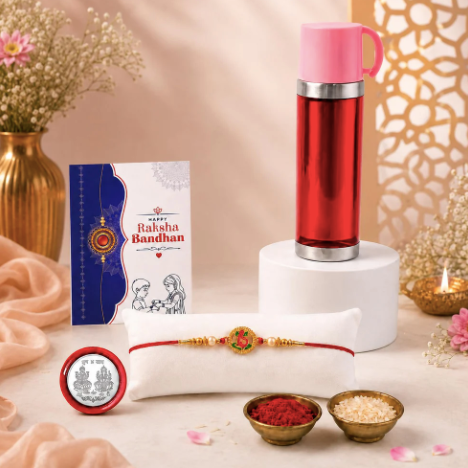 Ganesha Rakhi Gift Combo with Travel Mug 500ml | Raksha Bandhan