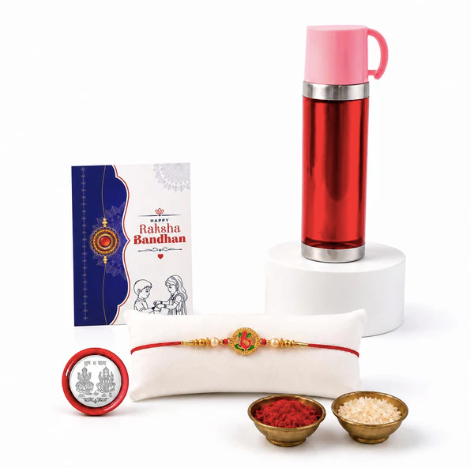 Ganesha Rakhi Gift Combo with Travel Mug 500ml | Raksha Bandhan