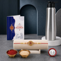 Round Rakhi Gift Combo with Stainless Steel Water Bottle 1000ml | Raksha Bandhan